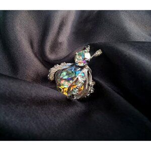 Vintage Super Sparkling WEISS 1960s Signed Aurora Borealis Rhinestone Bug Silver